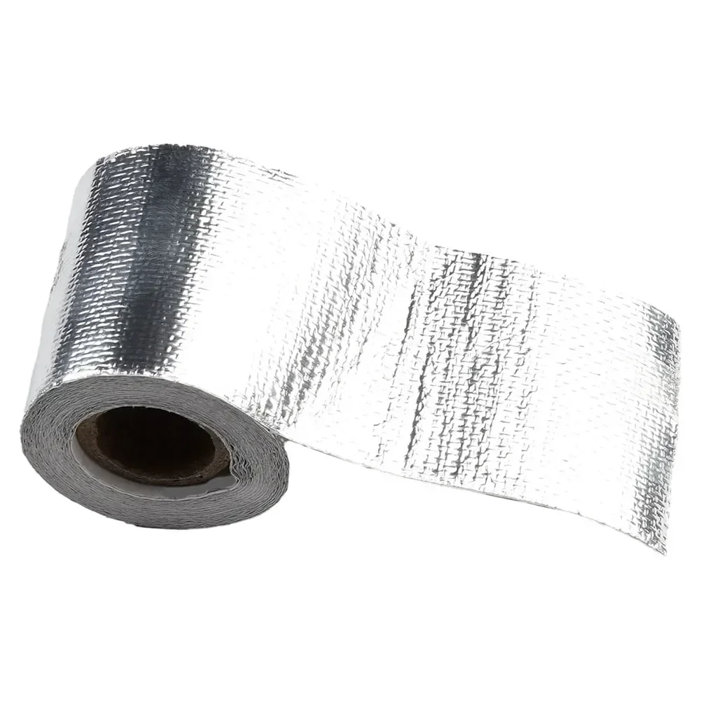 1 Roll Of Car Heat Protection Foil Film Fiberglass Aluminum Foil Tape High Temperature Resistant Exhaust Pipe Insulation Tape