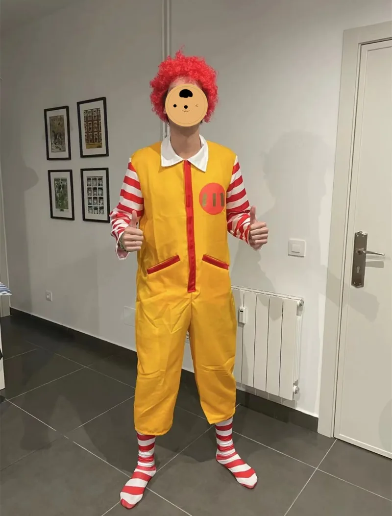 

Костюм для косплея клоуна М-дяди, Хэллоуин, комбинезоны Fastfood, одежда клоуна желтого цвета для детей, косплей на Хэллоуин, Рождество