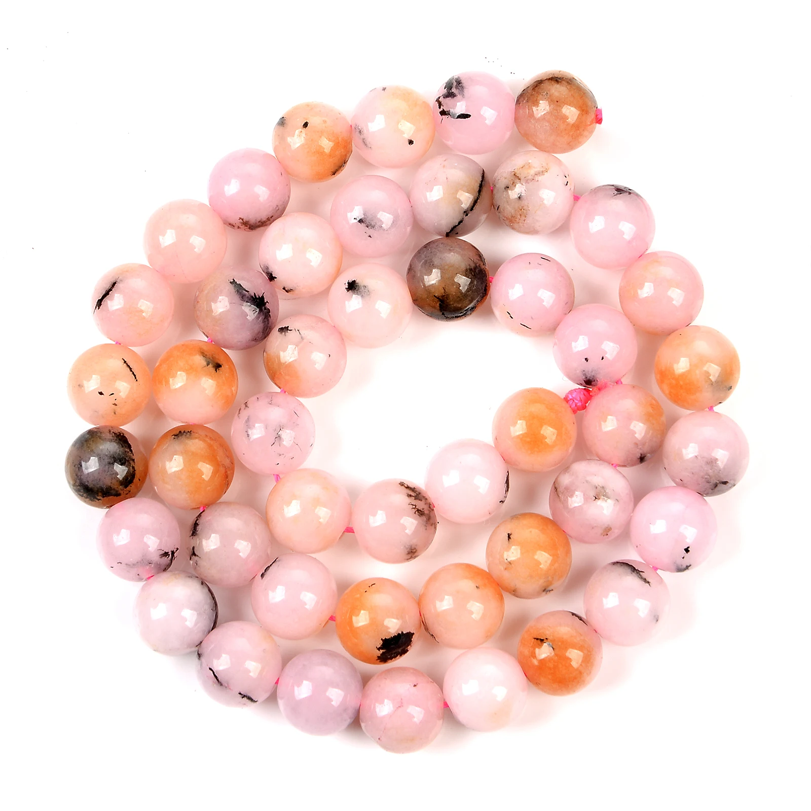 الحجر الطبيعي الوردي العقيق الخرز Jades جولة فضفاض الخرز لصنع المجوهرات الإبرة سوار لتقوم بها بنفسك ستراند 4/6/8/10/12 ملليمتر #4
