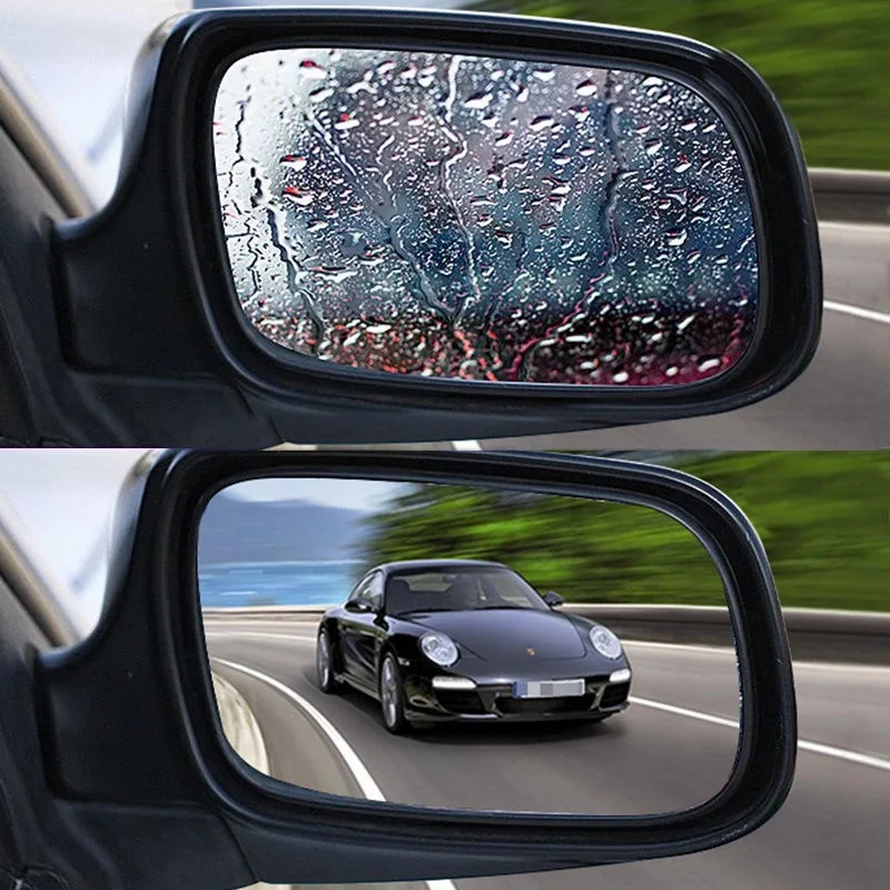 Kit with Pair Film Window and Rear View Display Anti Fog Anti Rain Glass and Rear View Combo