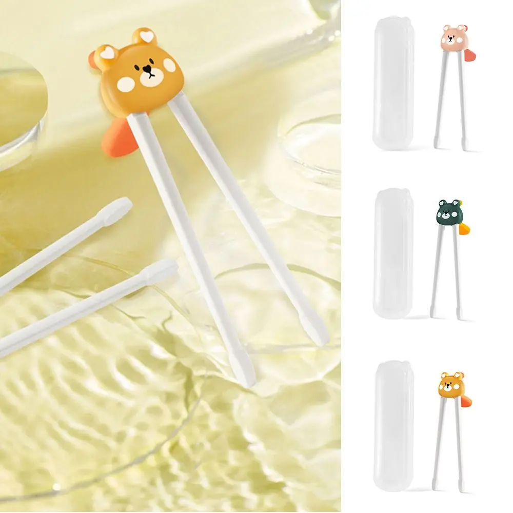 Animal Cute Bear Training Chopsticks With Box Silica gel Eating Practice Plastic Kitchen Tableware Cartoon Chopsticks