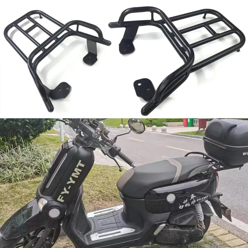 

Motorcycle Black Luggage Carrier Rack Support Holder Saddlebag Cargo Shelf Bracket For YAMAHA QBIX 125