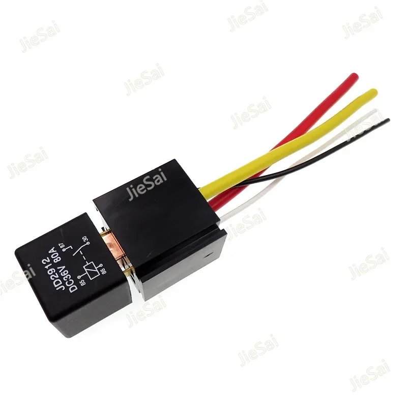 1set JD2912 12v-60v 80A 4Pin Normally Open Direct Current Car Relay Wide Foot High-power Automotive Relay With Socket