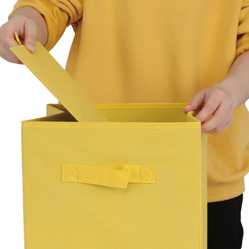 Hochwertige Vlies-Aufbewahrungsbox ohne Deckel, Modischer Schrank-Aufbewahrungsbehälter, Multifunktionale Faltbare Gitter-Bücherregal-Aufbewahrungsbox – Detail 3