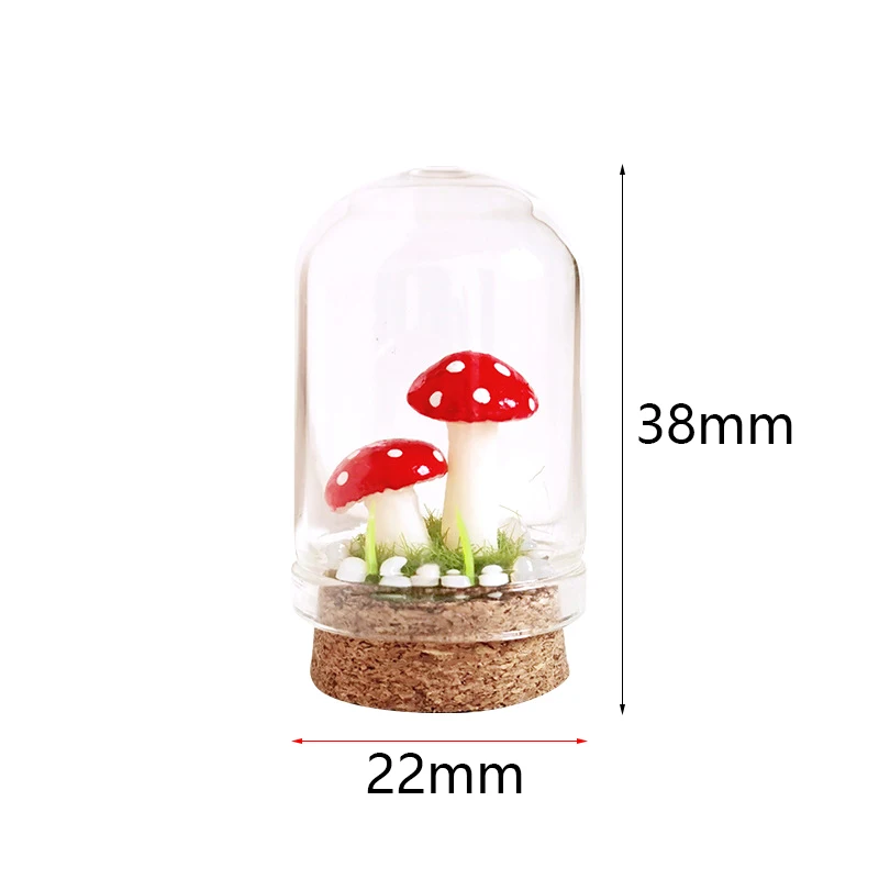 2Pcs Dollhouse Mini Mushroom Toy Model Miniature Garden Landscape Magic Forest Glass Decoration Dollhouse Accessories Ornament