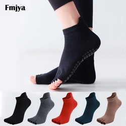 Yoga Socks Half Toe Anti-Slip Silicone Grip Breathable Cotton Fitness Ballet Dance Gym Pilates Open Toe Five Finger Socks