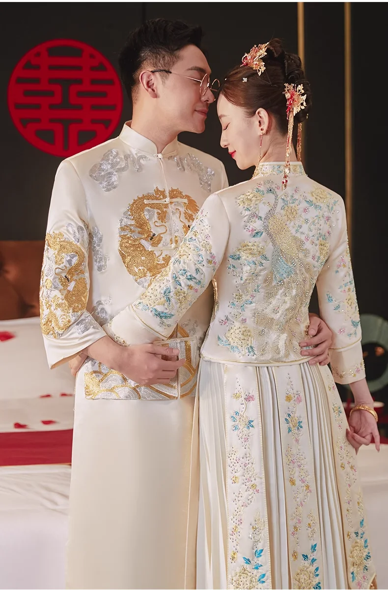 Vestido Xiuhe color champán, vestido de novia femenino, nuevo vestido de Boda China, kimono de talla grande, vestido tostado de verano 2024