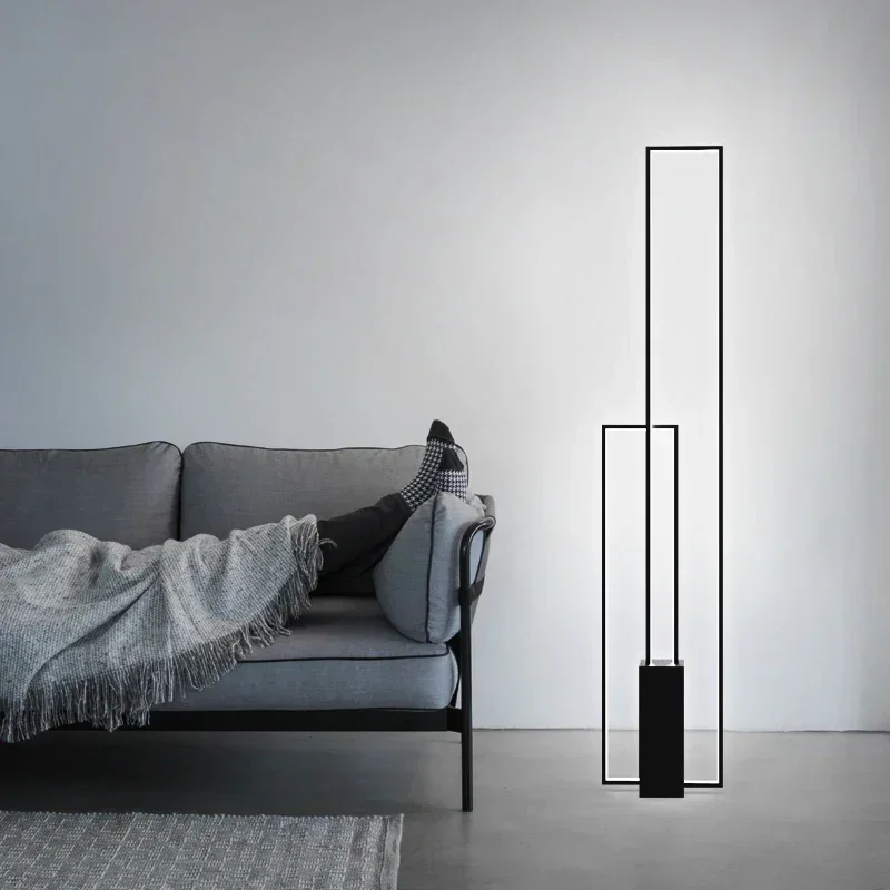 Modern Rectangle Led Floor Lamp Living Room Home Decor Standing Lights Loft Bedroom Bedside Lighting Corner Standard Luminaire