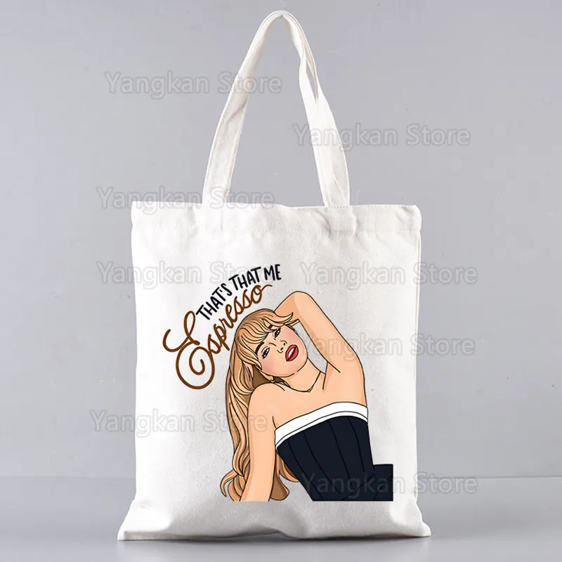 Sabrina Carpenter Short N' Sweet 남여 공용 핸드백 맞춤형 캔버스 토트 백 프린트 매일 사용 재사용 가능한 여행 캐주얼 쇼핑백