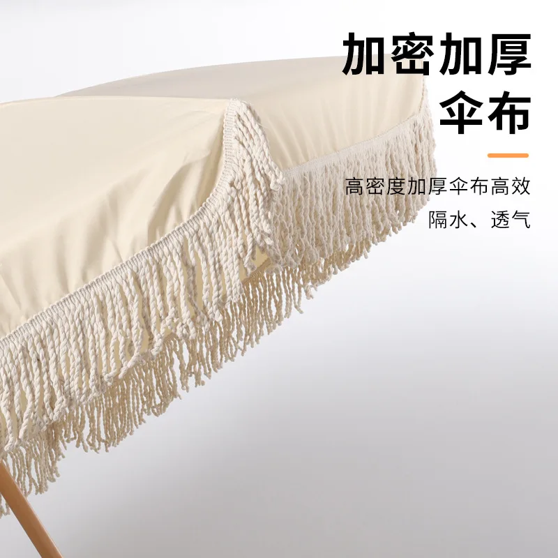 

Tassel outdoor parasol classical Chinese garden scenic beach sun umbrella solid wood outdoor central column garden umbrella