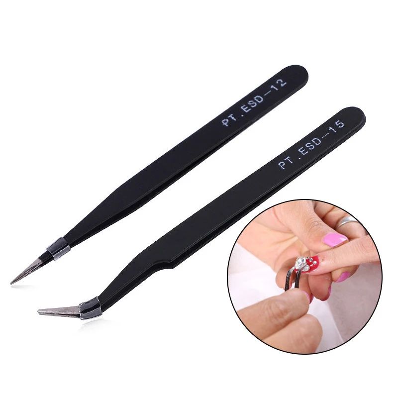 Stainless Steel Straight/Curved Eyelashes Tweezers Eyelash Extension Tweezers Makeup Tools for False Eyelashes Nail Art Decor