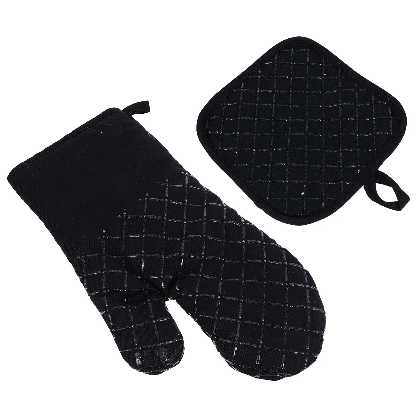 

1 Set Silicone Oven Mitts Pot Holder Heat Resistant Kitchen Gloves Three-Layer Insulation Baking Cooking Utensil Storage Lanyard