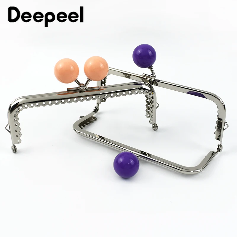 1Pc Deepeel 12.5cm Metal Bag Handle for Women Purse Frame Colored Bead Handbag Kiss Clasp DIY Sewing Brackets Bags Accessories