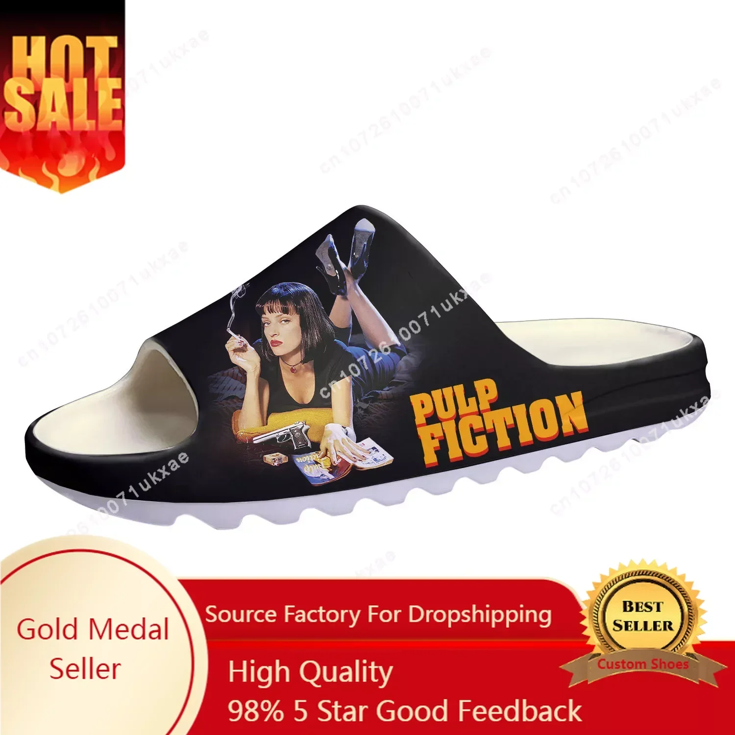 Pulp Fiction Movie Soft Sole Sllipers Home Clogs Customized Step On Water Shoes Mens Womens Teenager Step in Sandals