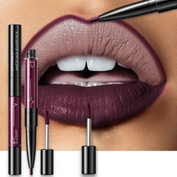 New Double-headed Lipstick Matte Lip Gloss Lip Liner  2 In 1 Long Lasting Waterproof Makeup  Beauty Matte Lipstick