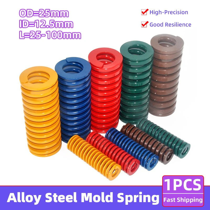 

Creamily 1Pcs Die Spring Outer Diameter=25mm Inner Diameter=12.5mm Length=25-100mm Spiral Stamping Coil Compression Springs