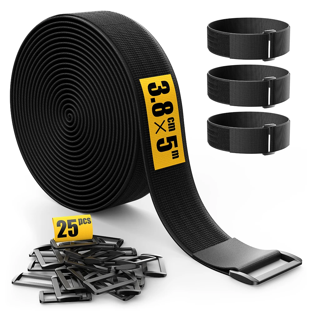 5-15Meter Adjustable Cable Straps with Buckles Reusable Nylon Fastening Cable Ties Hook Loop Securing Strap for Cord Organiser