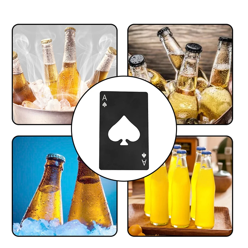 Spade A Bottle Opener Playing Card Bottle Opener Cap Opener Stainless Steel Beer Bottle Opener Party Kitchen Accessories