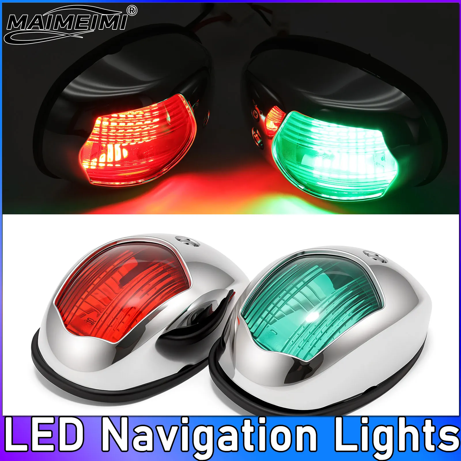 

2Pcs Navigation Lights 27 LED For Boats 12V 24V Boat Position Lights Marine Lights Waterproof Boat Lamp Red Green
