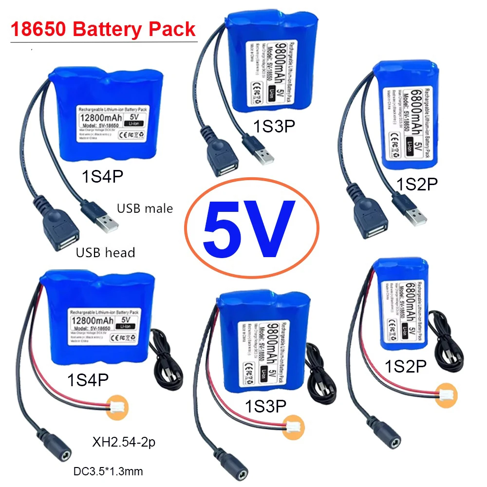 5V 18650 bateria litowa 12,8Ah 9,8Ah 6,8Ah dla mikrokontrolera LED światło zewnętrzne głośnik Bluetooth zasilacz zapasowy audio