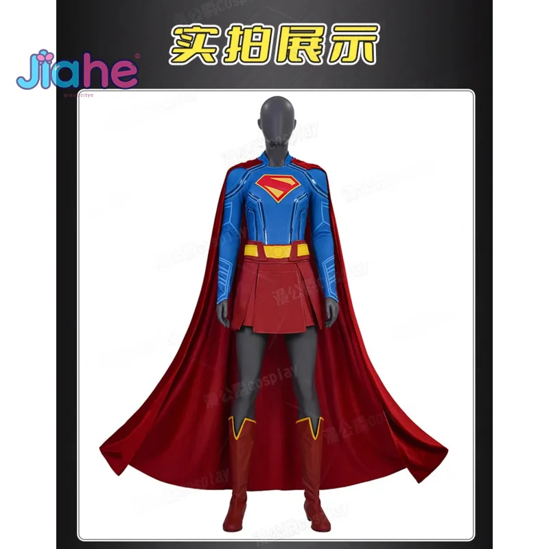 Новинка 2025 года, костюм супергероя из фильма «Супергерл», обувь для косплея, комбинезон, плащ, юбка, пояс, комплект, женская фантазийная униформа на Хэллоуин