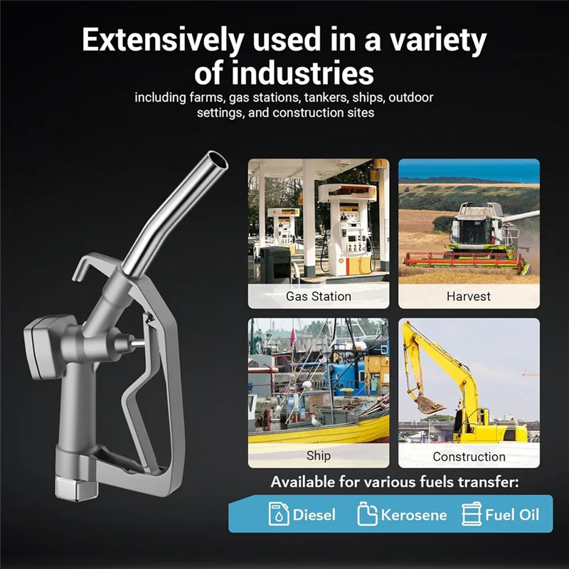 

Ручное топливное сопло AB47-3/4 дюйма NPT с 2-скоростным навесным замком, максимальная скорость потока 26 галлонов в минуту, сопло газового насоса с носиком 15/16 дюймов