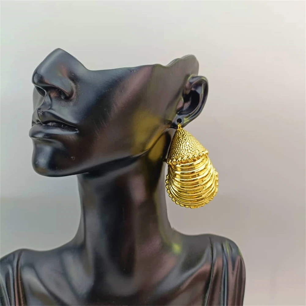 American African Nigeria Fashion Big Drop Earrings Exquisite Copper Large Style For Woman Daily Jewelry Gifts FHK16688