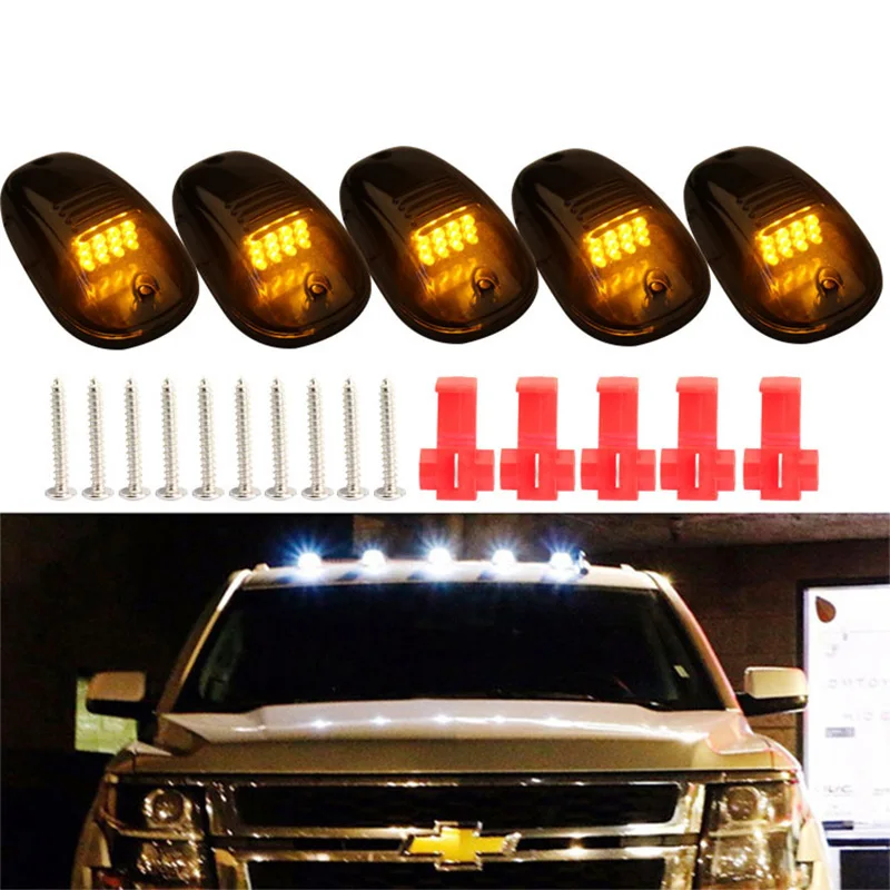 5pcs LED Running Cab Marker Roof Top Mouse Signal Light For Dodge RAM F150 Beast Toyota Tundra Chevrolet GMC Pickup SUV Spotligh