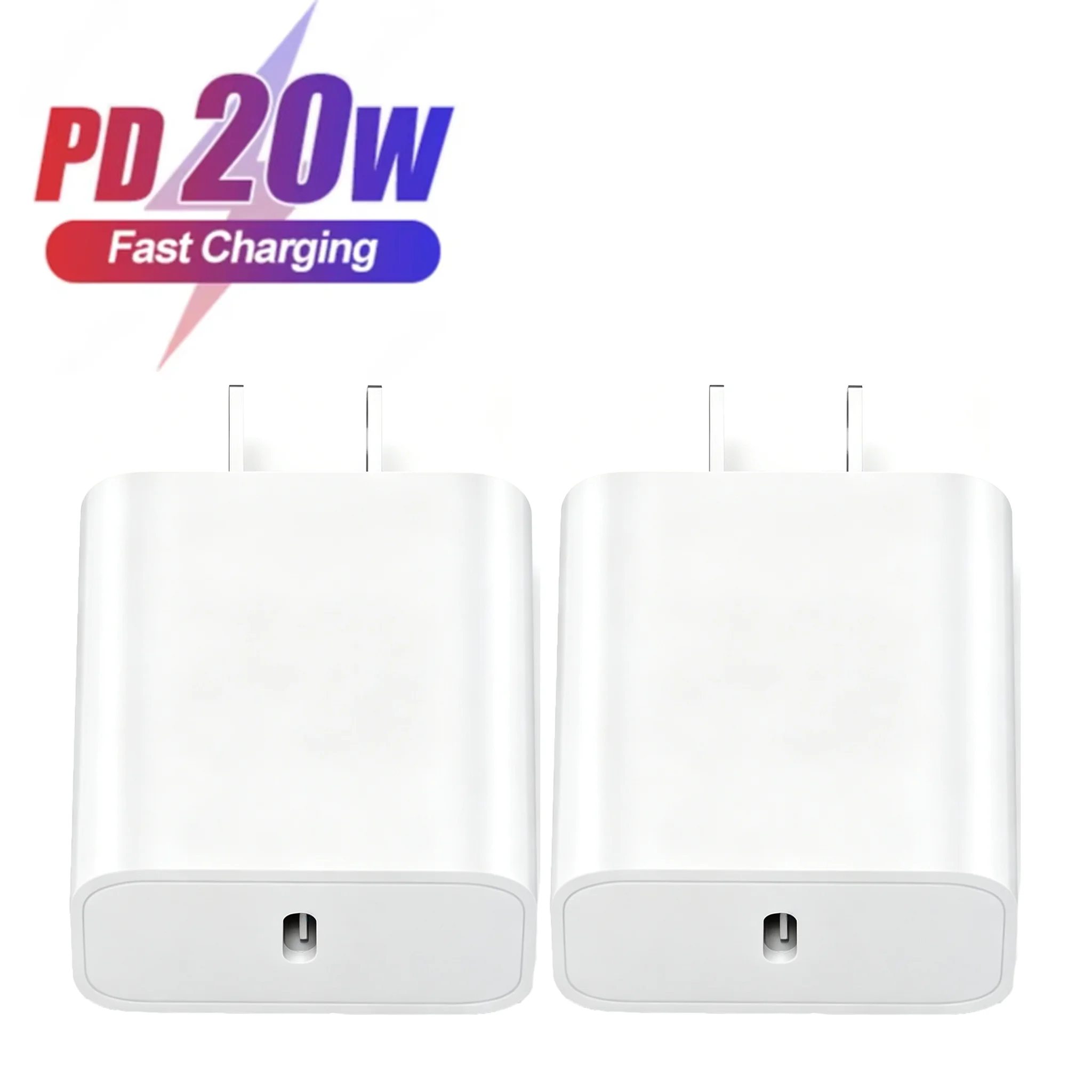 1-2pcs PD 20W USB C Fast Charge US Plug Wall Charger Adapter For iPhone 16 15 14 13 12 Pro Max Plus for Samsung Phone Charger