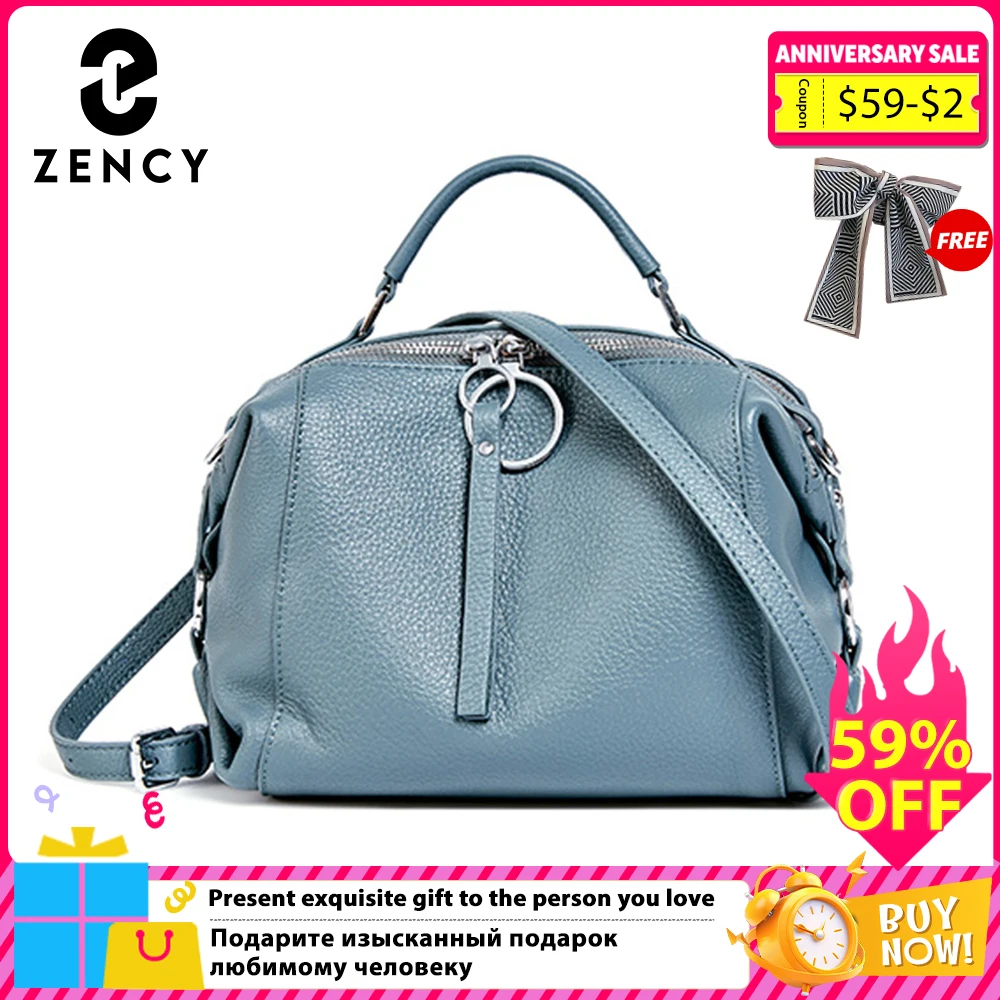 

Zency Women's Handbag Genuine Leather Cowhide Cross Body Bags Ladies Shoulder Top Handle Satchel Trendy 2025 Pillow Bags Shopper