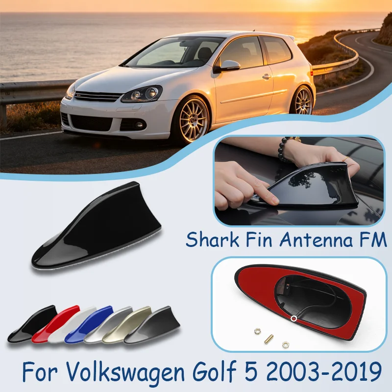 For Volkswagen Golf 5 2003-2019 Shark Fin Antenna, FM Signal Booster, Waterproof Radio Antenna, FM/AM Super Aerials car antenna