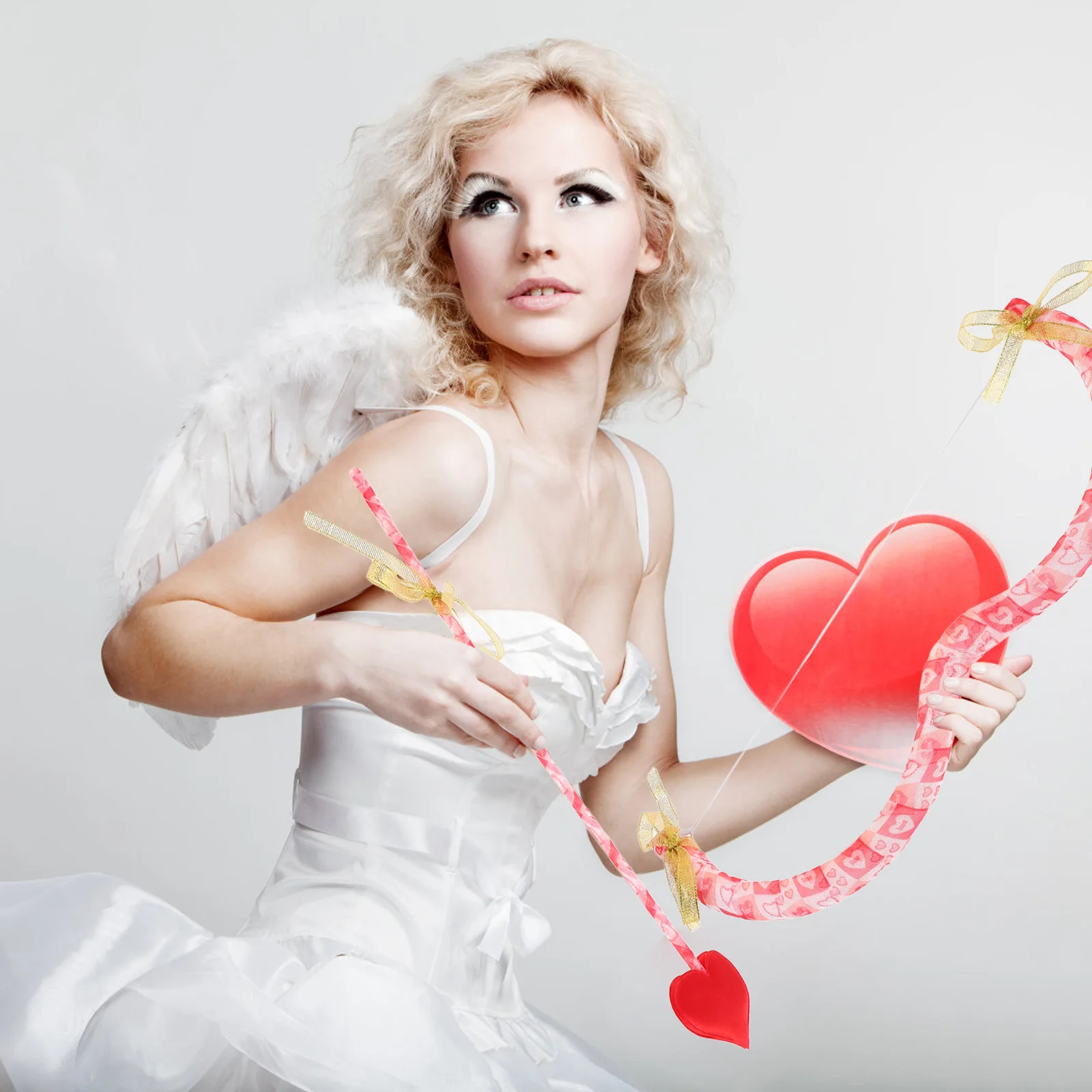 

1Set Cupid Bow and Arrow Set Soft Comfortable Valentine's Day Costume Accessory Cosplay Party Prop Valentine Cupid Cosplay Props