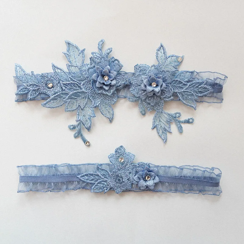 Porte-jarretelles en dentelle florale pour femmes, cosplay, fête de mariage, patients, document bleu, anneau de jambe, boucle, accessoires