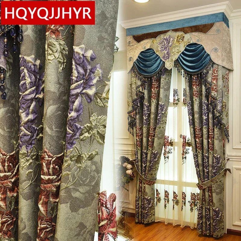 Europe and the United States top quality villas 3D Full Blackout Curtains for Living Room Window luxury Voile Curtain Bedroom