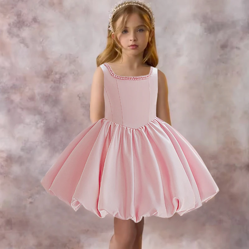 

Pageant Backless Girs Party Dresses For Kids Children Clothes Bud Princess Dress Big Bow Wedding Dress Girl Gown