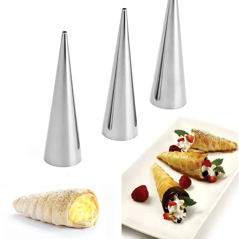 Moule en corne de cuisson en acier inoxydable, cornes à crème antiadhésives, moule padramatique, formes de cuisson de croissant, 6 pièces