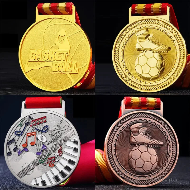 Customized Metal Music Note Medal for Home Decor, Musical Note, Piano, Football, Basketball, Badminton, Gold, Silver Bronze, 1Pc