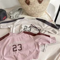 2024 Spring Children's Wear Korean  Spring Long sleeved T-shirt Sweater for Boys and Girls Spring Wear Bottom Shirt