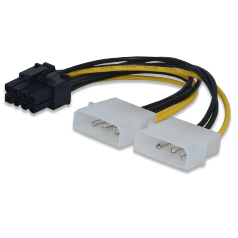 17cm 8Pin To Dual 4Pin Video Card Power Cord Y Shape 8 Pin PCI Express To Dual 4 Pin Molex Graphics Card Power Cable