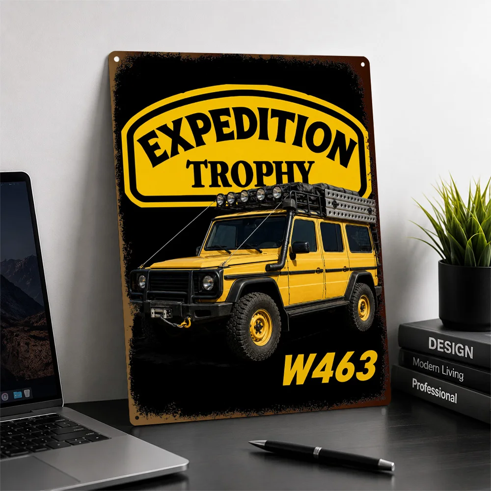 Germany G-Class W463 Yellow Off-Road Car Textured Poster Personalized Aluminum Metal Sign Trail Design Wall Art Ideal For Home