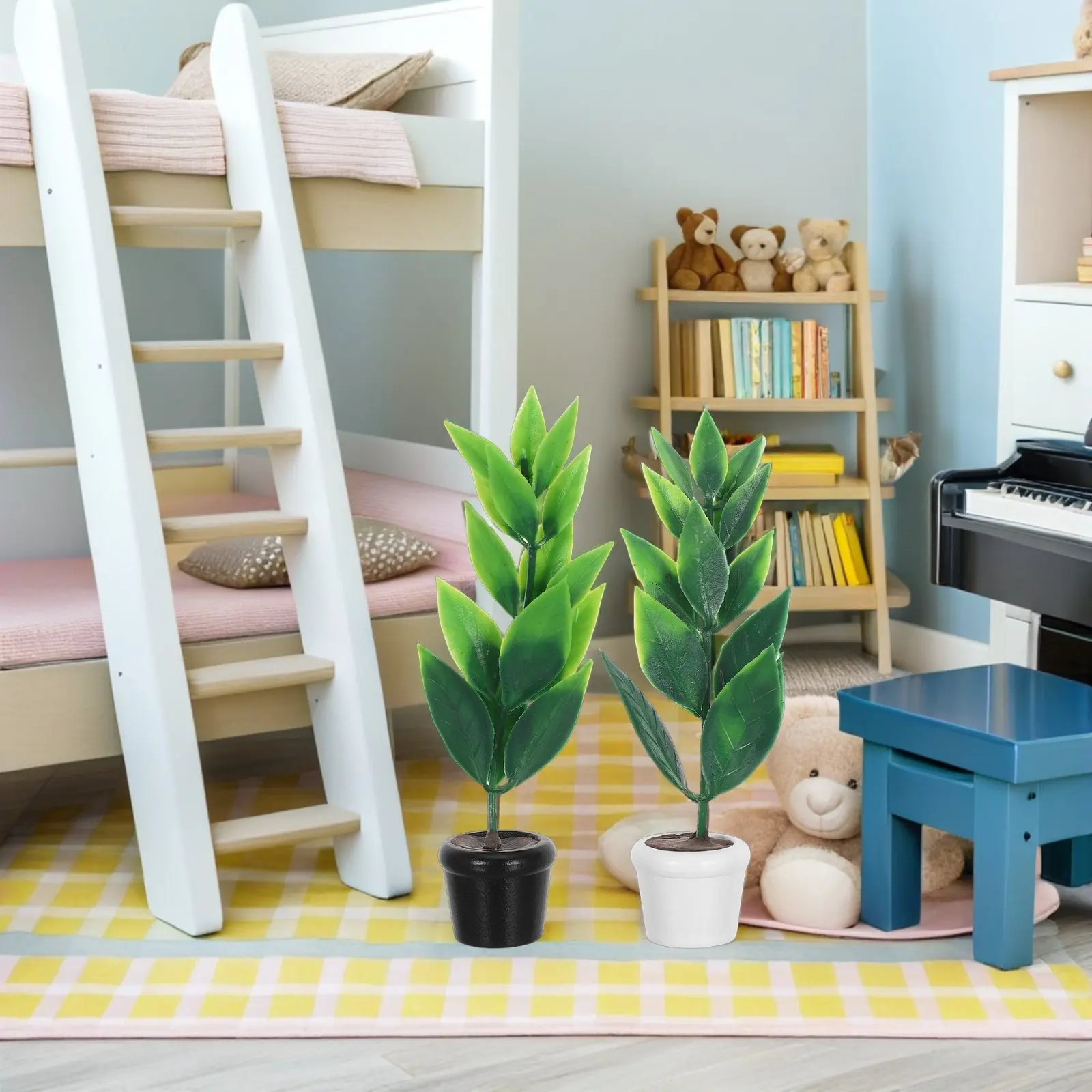 

2 шт. миниатюрных садовых растений в горшках, реалистичные имитации, устойчивые пластиковые украшения для кукольного домика, маленькие бонсай в горшках, поделки