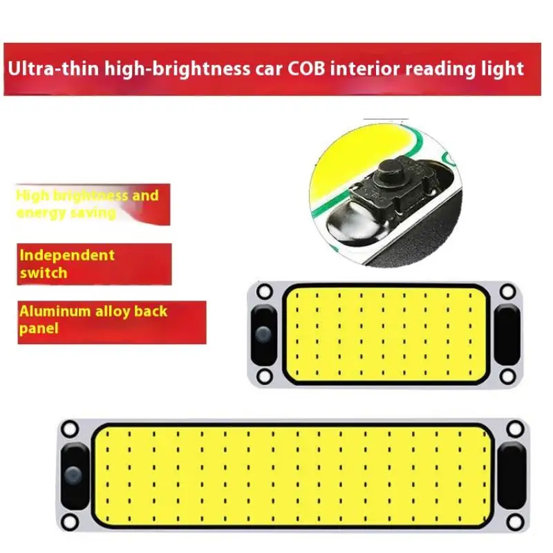 Panel de techo con cable de 12V, luz de placa de lectura para Interior de vehículo, lámpara de techo Interior de coche, COB blanco 54/108 SMD LED