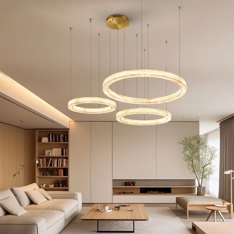 

Modern Minimalist Marble-Look Pendant Light for Nordic Living Room Staircase Villa Dining Room Bedroom Study