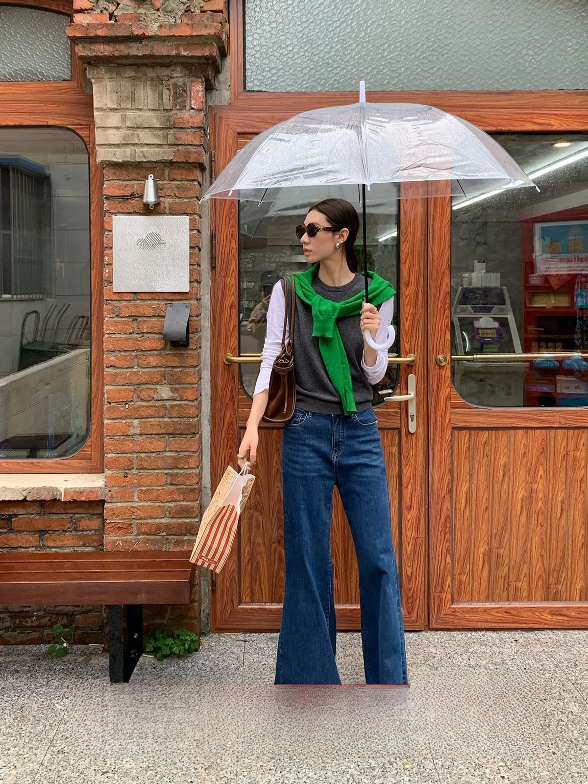 

Официальные винтажные синие джинсы Gakee с высокой талией и расклешенными штанинами, женские, матовые, облегающие, длинные брюки