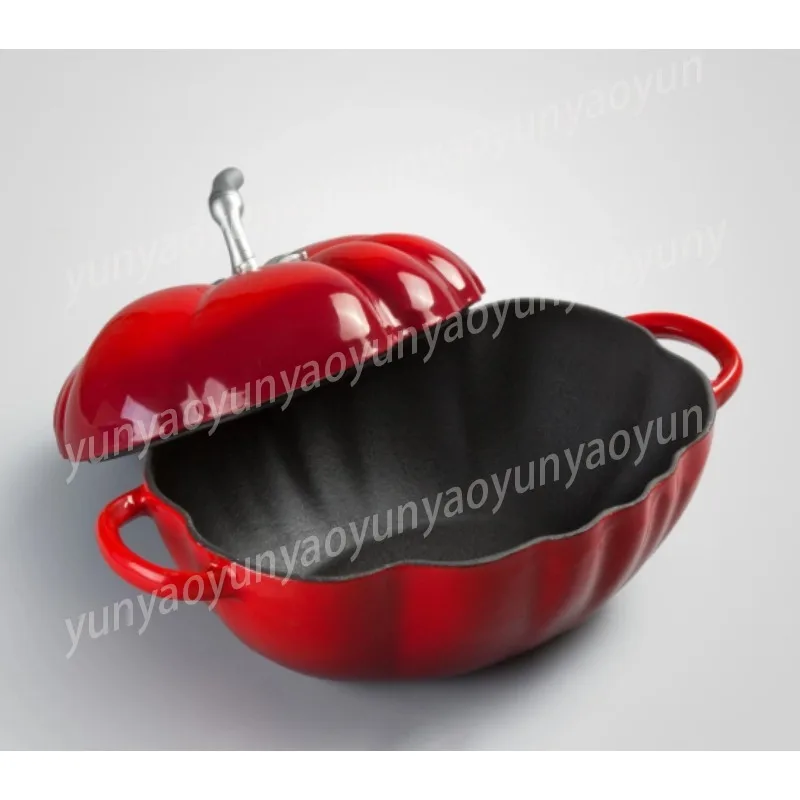 Enameled Cast Iron Stew Pot Flat Bottom Non Coated Cooking Pan for Home Restaurant Kitchen Use