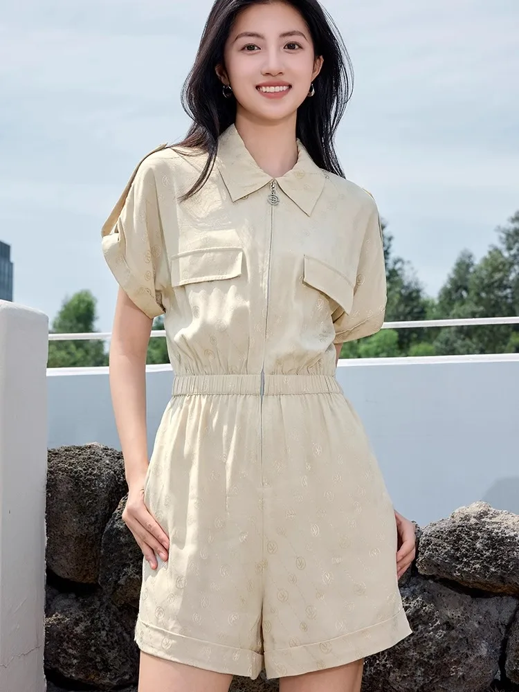 

Женский рабочий комбинезон VALLA SUUI с воротником-стойкой, короткими брюками, завышенной талией, модный комплект, маленький размер, с эффектом утяжки талии