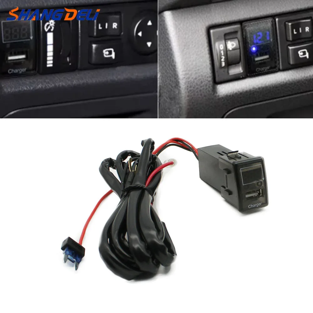 Car Blue LED Voltage Display Charger USB Interface Charger Socket Suitable For ISUZU MU-X Jim D-MAX Rank V-Cross