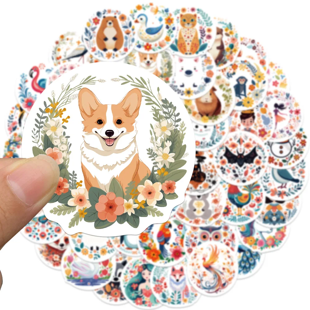 50Pcs Cartoon Cute illustration Animals Stickers Laptop Phone Guitar Skateboard Sticker Kid DIY Graffiti Waterproof Stickers Toy