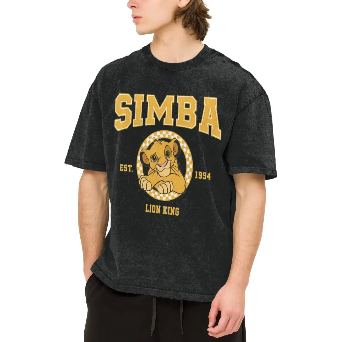 Man T Shirt Simba Nala Lion KIng Washed T Shirts Trendy Cool Summer Tee Shirt Aesthetic Design Cotton Clothes Plus Size 2XL