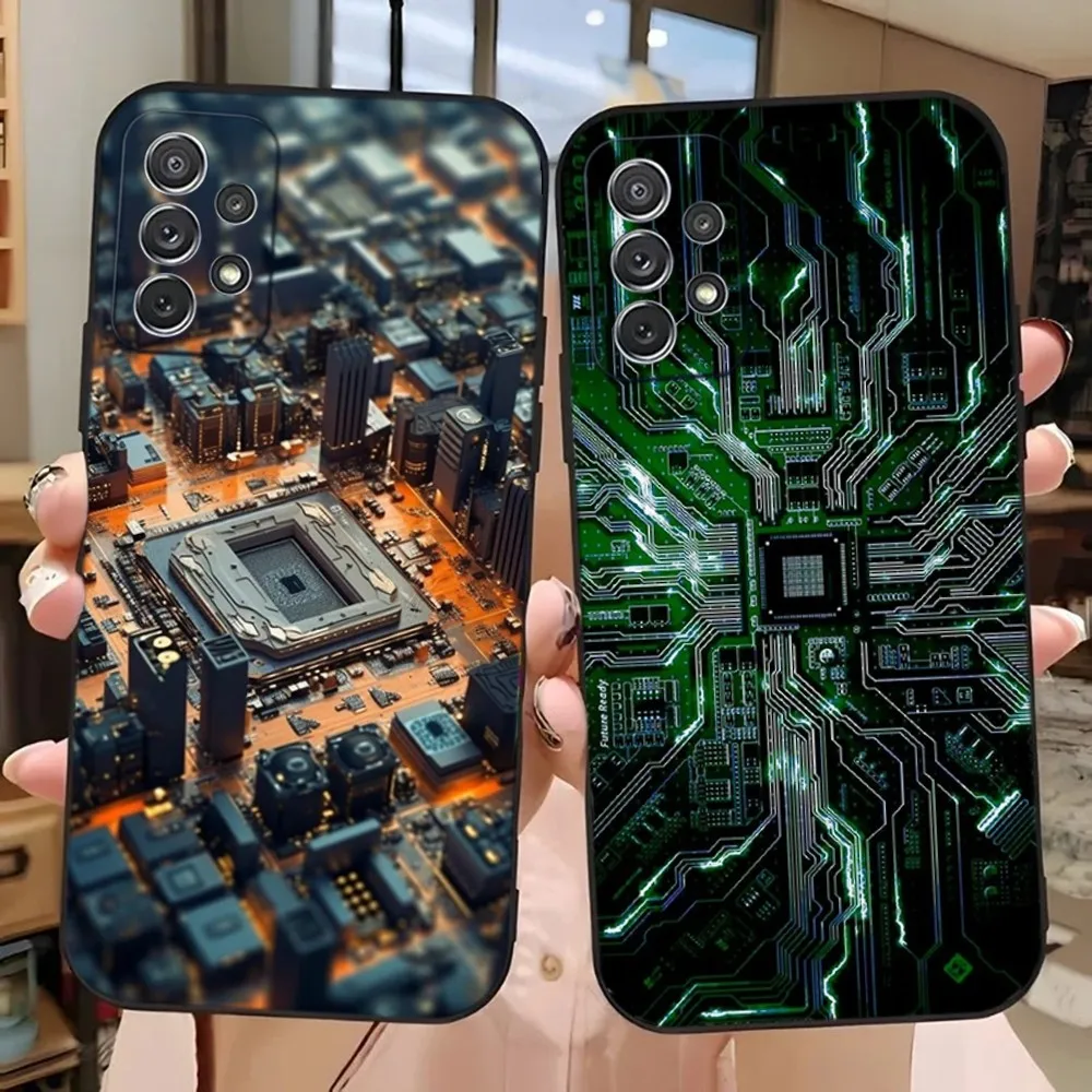 

Circuit Board Phone Case For Samsung Galaxy A13,A21s,A22,A31,A32,A52,A53,A71,A80,A91 Soft Black Phone Cover